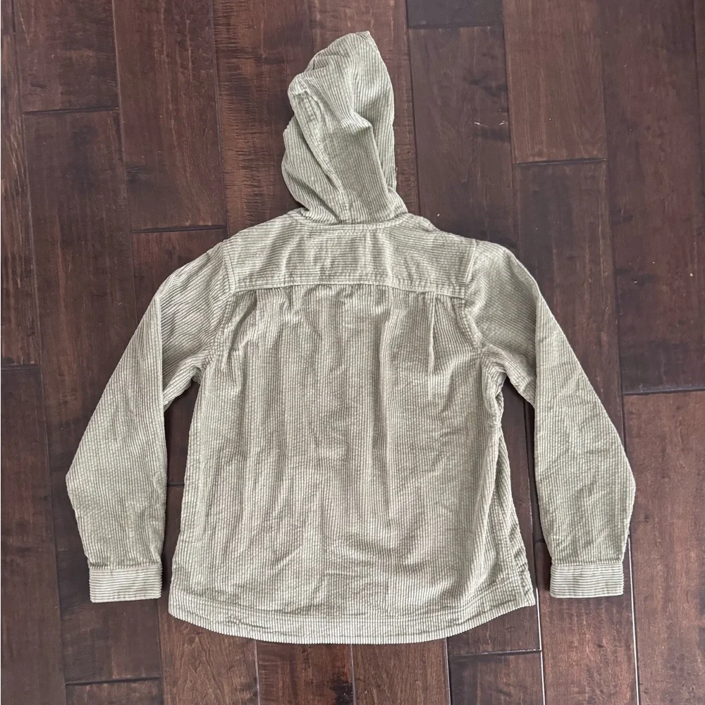 L.L. Bean Comfort Corduroy Green Full Zip Jacket with Hood Women’s Size M - Picture 3 of 5
